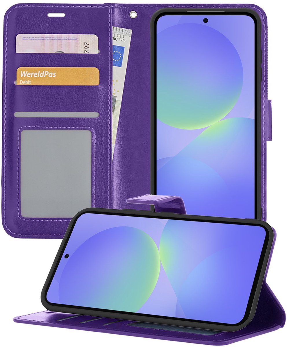 Hoesje - Geschikt voor Samsung Galaxy A36 - Luxe Bookcase - Walletcase Hoes - Portemonnee - Cover - Telefoonhoes - Paars