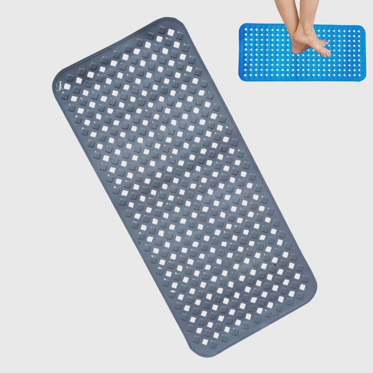 Extra lange antislip badmat met zuignappen en afvoergaten voor veilige douche- en badervaring