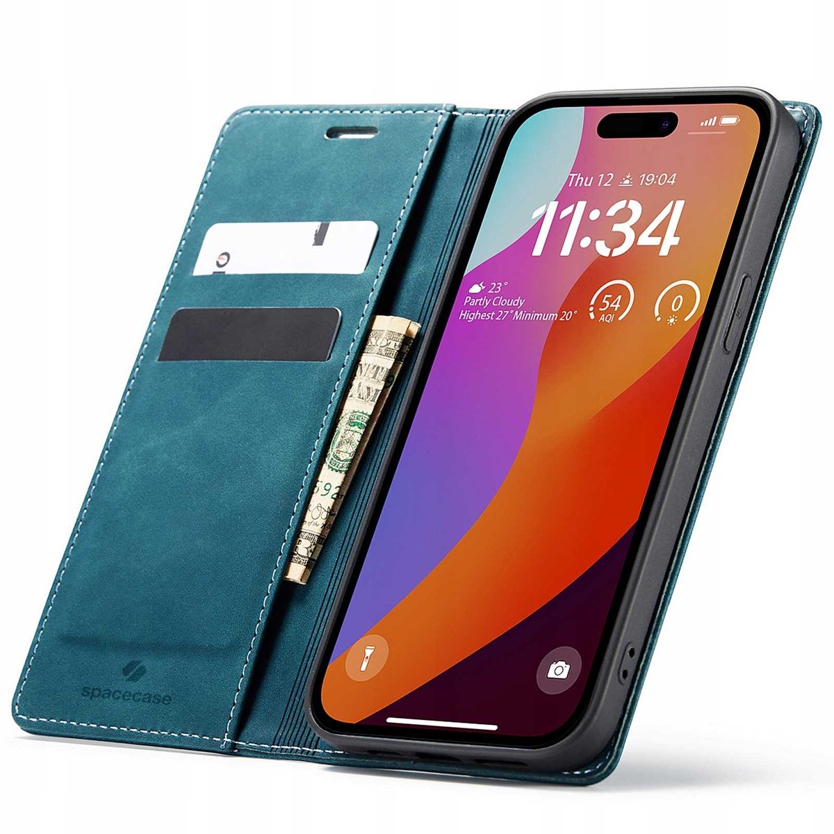 Spacecase Case Cover Voor Iphone 15 Pro Max Blauw Met Bescherming