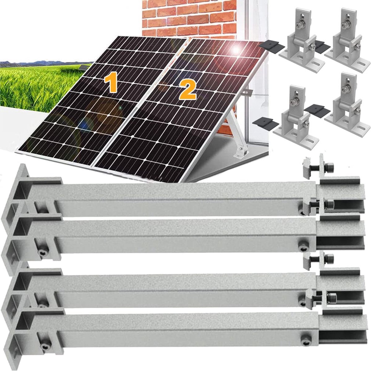 Verstelbare Zonnepaneel Dakhouders voor Schuin en Plat Dak - Fotovoltaïsche Bevestigingsmiddelen 0-40°