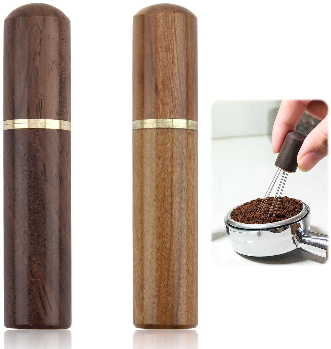 My Ninki ® Espressomachine Accessoire Set voor Perfecte Koffie met Houten Handvat en Roestvrijstalen Naalden