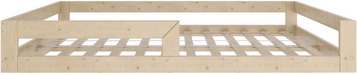 Need Sleep Montessori Bed Kinder Vloerbed 140x200 cm - Naturel Hout - Lattenbodem Laag Kinderbed - met Uitvalbescherming - Peuterbed Jongens Meisjes – Bed voor Kinderen