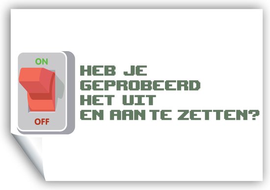 Aan Uit Zetten Poster - Programmeur - ICT - School - Werk - Schilderij - Foto - Print - Groot - Canvas