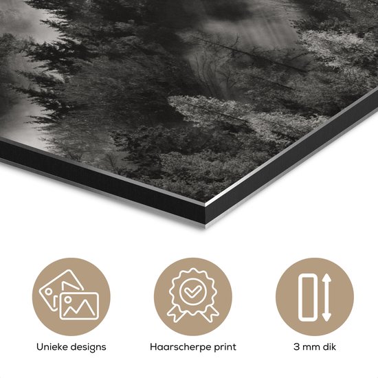 Tableau aluminium 90x90 cm - Décoration murale métal - Paysage - Brume - Forêt - Nature - Décoration murale métal salon - Décoration industrielle - Photo sur dibond - Accessoires industriels chambre