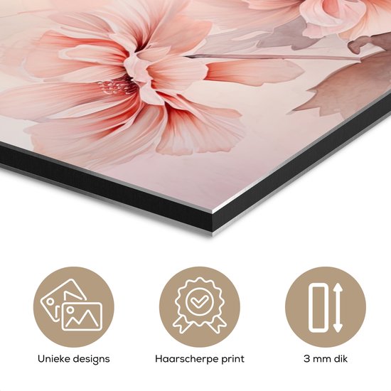 Tableau aluminium 120x60 cm - Décoration murale métal - Fleurs - Rose - Art - Abstrait - Aquarelle - Décoration murale métal salon - Décoration industrielle - Photo sur dibond - Accessoires industriels chambre