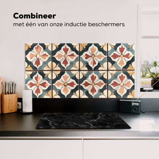 Crédence de Cuisinière en Aluminium 100x50 cm - Décoration - Carreaux - Espagnol - Vintage - Écran Pare-éclaboussures pour Plaque de Cuisson - Protection Murale