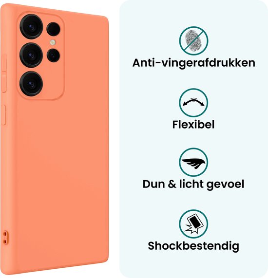 Coque adaptée pour Samsung S25 Ultra Coque en Siliconen – Coque adaptée pour Samsung Galaxy S25 Ultra Coque arrière – Pêche – Lot de 2