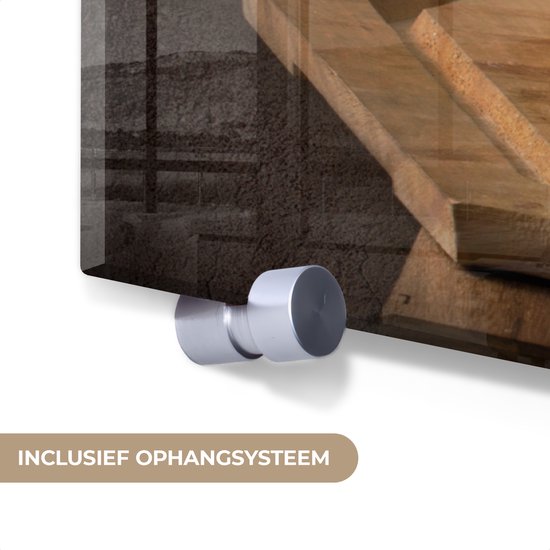 MuchoWow® Tableau sur verre 120x60 cm - Tableau sur verre acrylique - Planche à découper - Légume - Nature morte - Pâtes - Oignon - Tomate - Planche à découper - Photo sur verre - Décoration murale salon - Décoration murale chambre - Peintures