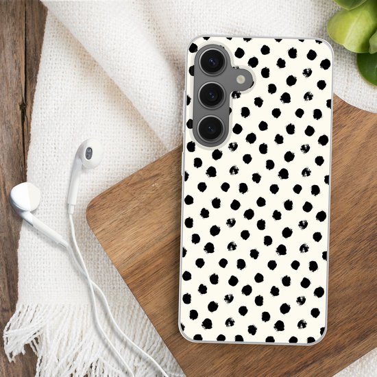 Coque de téléphone compatible avec Samsung Galaxy S25 - Pois - Zwart - Wit - Imprimé - Minimaliste - Siliconen Coque de téléphone Coque de téléphone