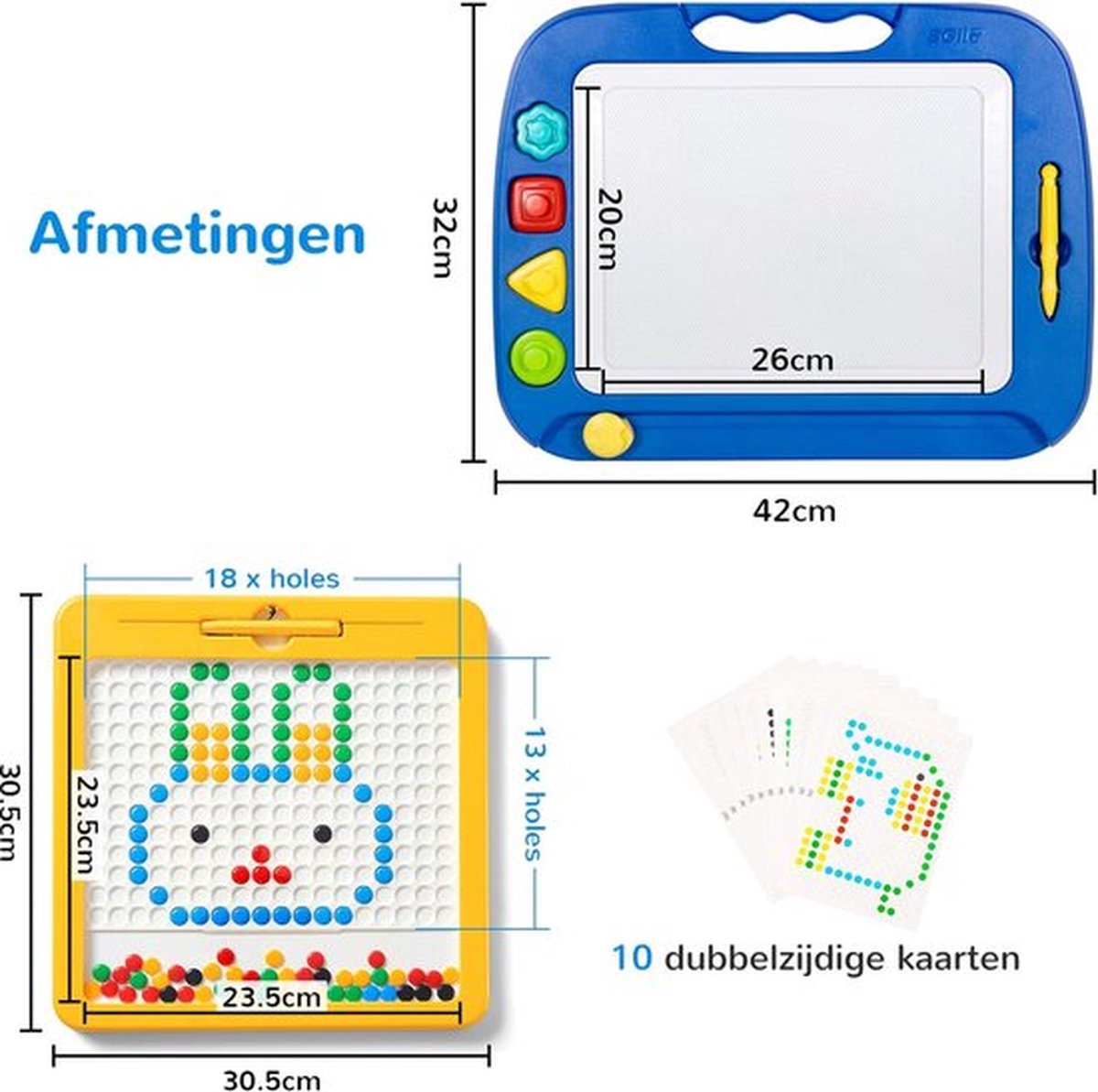 2-pack Magnetisch Tekenbord, Magna Dots Doodle Pad Groot Magneet Schets Tablet voor Kinderen, Zintuiglijk Kunst Leren Peuter Speelgoed Voorschools Reis Cadeau voor Jongens Meisjes Leeftijd 3 4 5