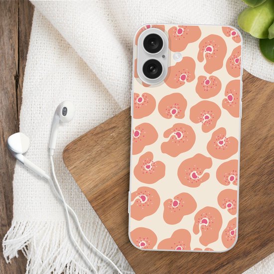 Telefoonhoesje Geschikt voor Apple Iphone 16 hoesje - Bloem - Patroon - Abstract - Siliconen Telefoonhoesje Telefoonhoesje
