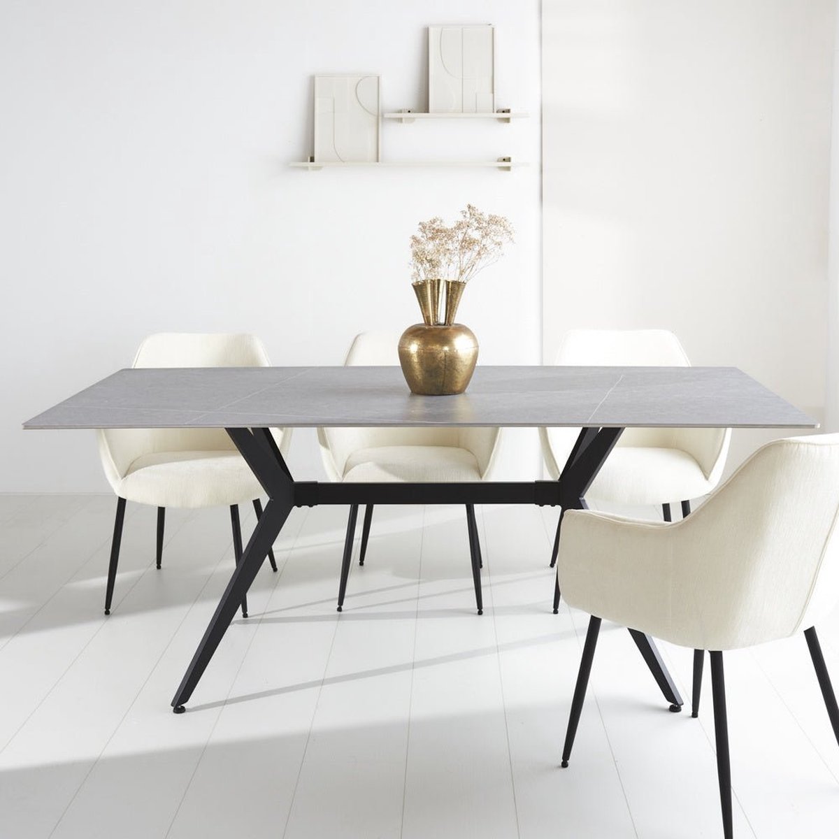 Dimehouse Eettafel Grace Sintered Stone Marmerlook Grijs 170 x 90 x 76 cm - Marmer - Modern - Rechthoek