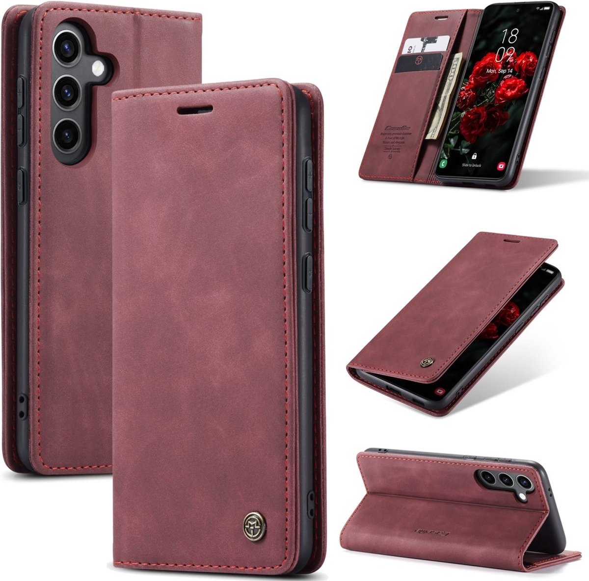 CaseMe Hoesje - Geschikt voor Samsung Galaxy S25 Hoesje - CaseMe 013 Book Case - Bordeaux