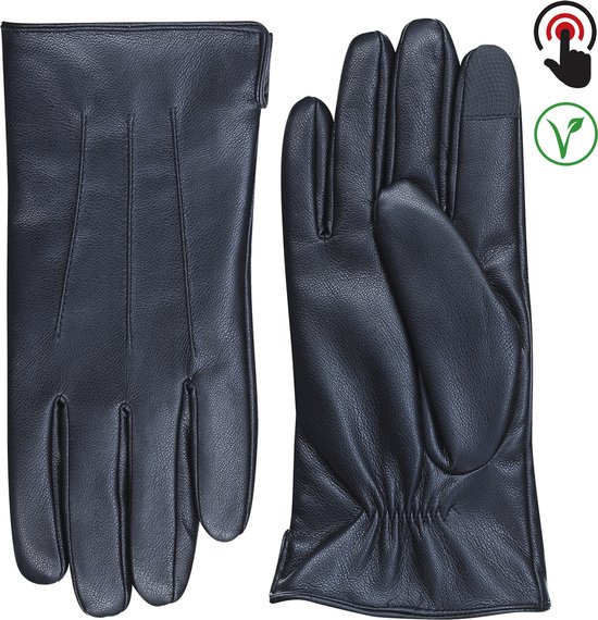 Gants pour hommes Laimbock en cuir végétalien modèle Pinzola, noir, taille 9.5