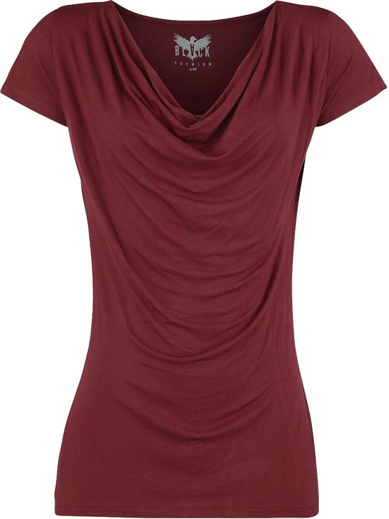 Black Premium by EMP Rood basic T-shirt met watervalhals - Dames - L