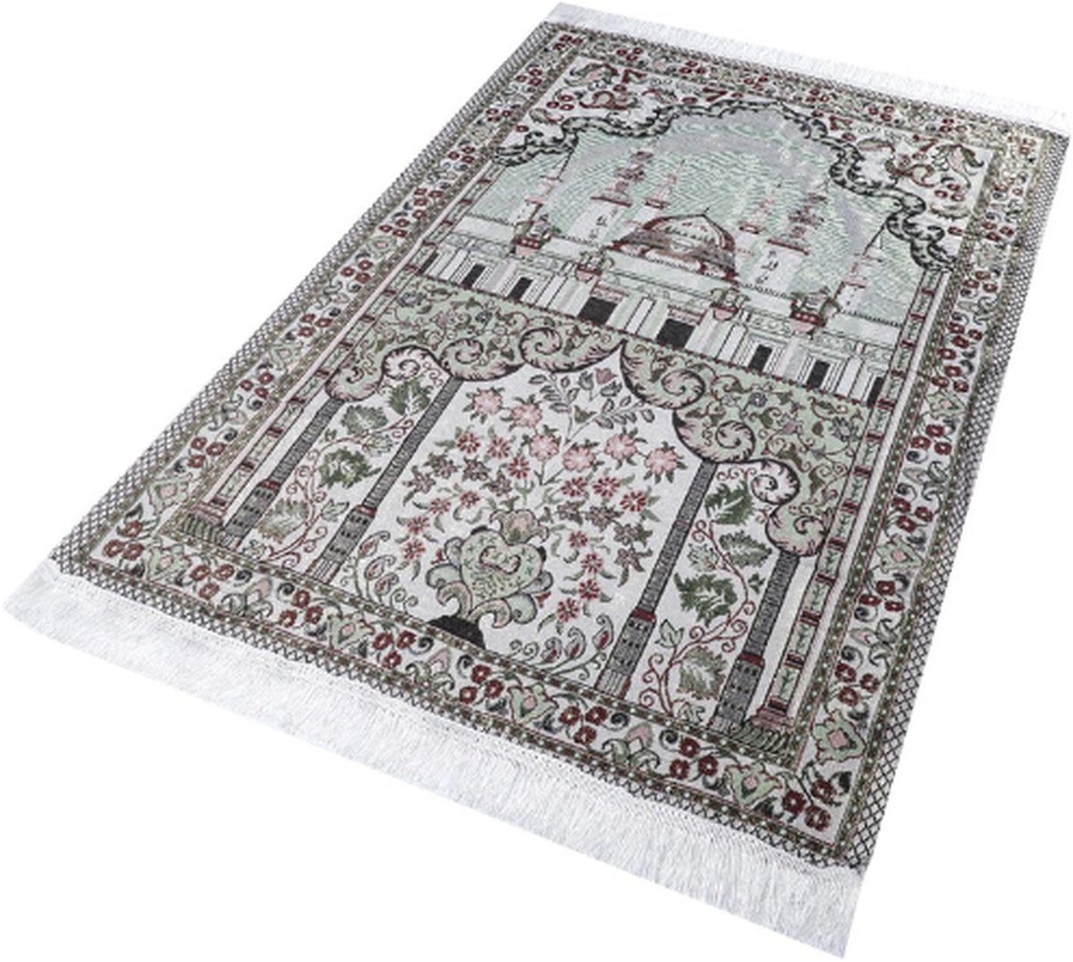 Moslim gebedskleed in mooie geschenkdoos Chenille Jacquard gebedsmat moslim voor mannen en vrouwen perfecte ramadangeschenken speciaal modeontwerp draagbare gebedsmat met kralen 33 hajjji-cadeausets (groen