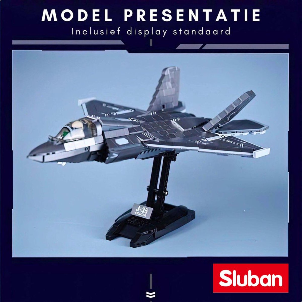 Sluban - J35S Straaljager met LED verlichtingen | WW2 army luchtmacht | Technic creator ideas educatief leger speelgoed | Expert bouwpakketten voor volwassenen | Classic icons vliegtuig modelbouw | 838 bloks — afbeelding 4