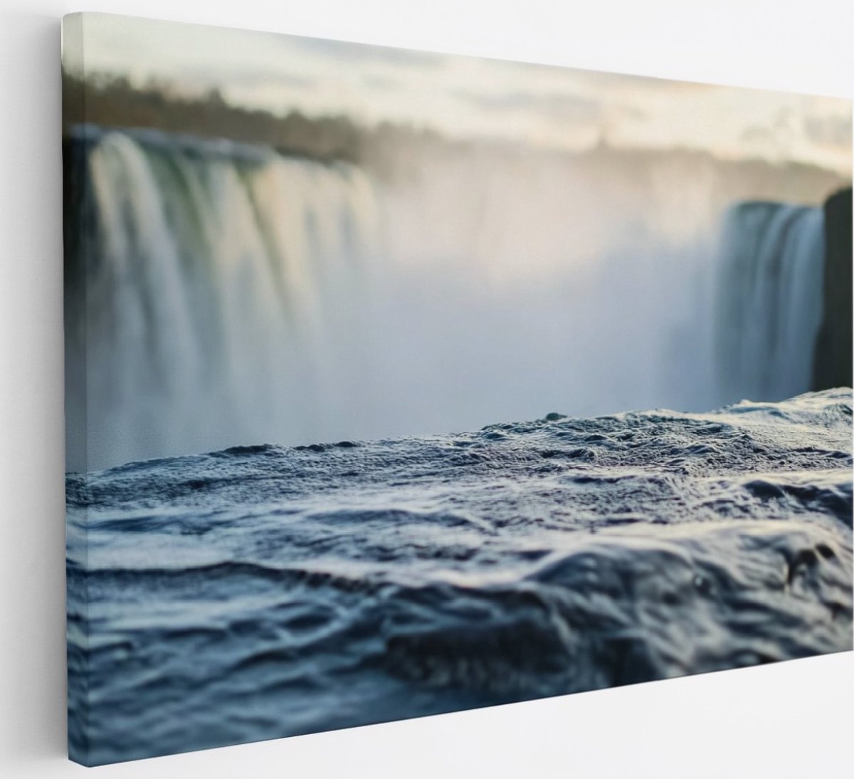 Saammp Canvas Schilderij - Watervallen bij elkaar - Natuur - Landschap - 30x20 - Foto op canvas - Wanddecoratie - Muurdecoratie Woonkamer - Slaapkamer decoratie - Canvas Print Multicolor