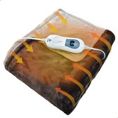 AG Elektrische deken - Extra Zacht - Bovendeken 160x120cm - elektrisch - wasbaar -Met Timer en Overhittingsbeveliging - 3 temperatuurstanden -Bedrade Afstandsbediening - Energiezuinig -Bruin- 1-Persoons