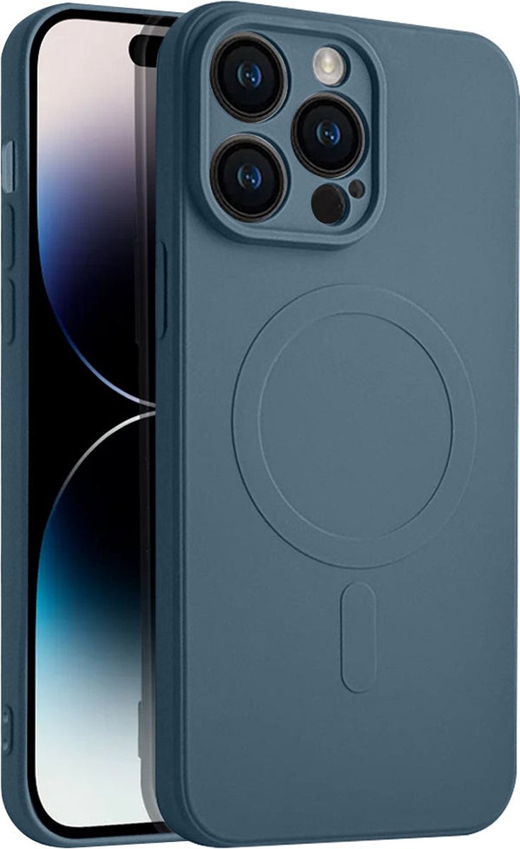 Casify Siliconen Hoesje geschikt voor MagSafe iPhone 14 Pro Max Hoesje - Blauw