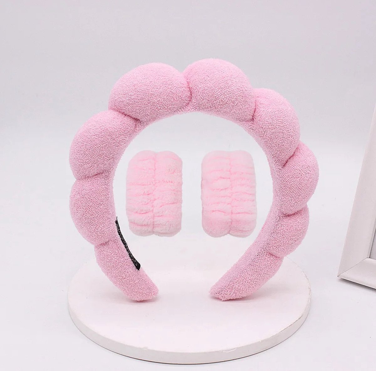 Without Lemon - Waterabsorberende Haarband - Pols Wasband - Spons/badstofmateriaal - Zacht - Make-up, gezichtsreiniging en gezichtsverzorging - Facial Masker - Spa - Kleur: Roze