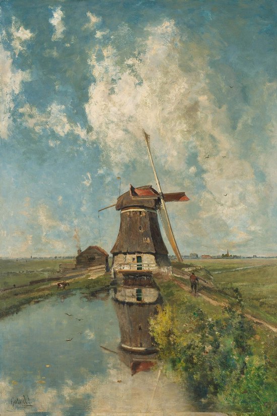 Paul Joseph Constantin Gabriël - Moulin à vent sur une voie navigable de polder - Moulin à vent sur une voie navigable de polder (1880) - 3:2