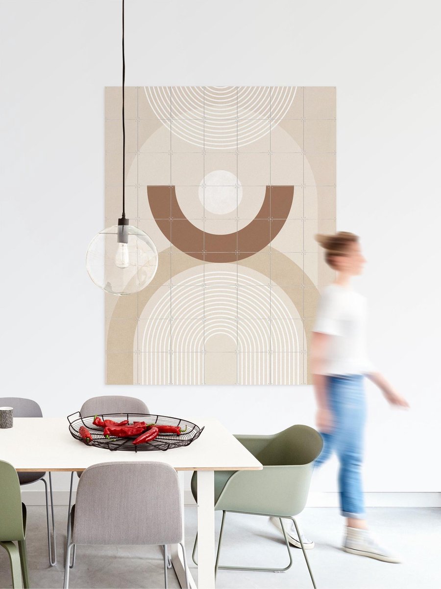 IXXI Beige Mid Century Poster No.1, Elena Ristova & Various - 80 x 100 cm - Gratis ophangtool - Grote wanddecoratie en posters - Grafisch Ontwerp