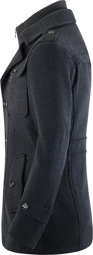 Allthemen Manteau en Laine pour Hommes avec Col Montant - Veste Chaude d'hiver Coupe Slim - S