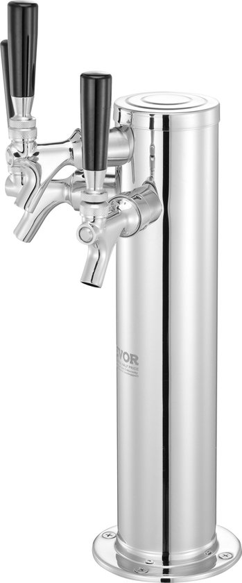 Relaxdays biertoren met tap, drankdispenser, 2,5 liter, bierzuil met ijsbuis, voor tuinfeesten & meer, transparant/zwart