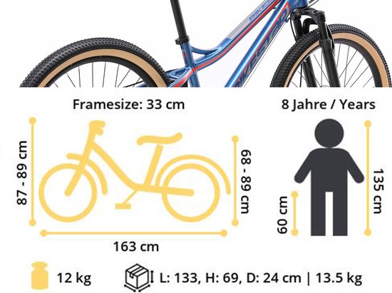 Bikestar hardtail MTB 21speed 24inch blauw/rood van Bikestar — afbeelding 3