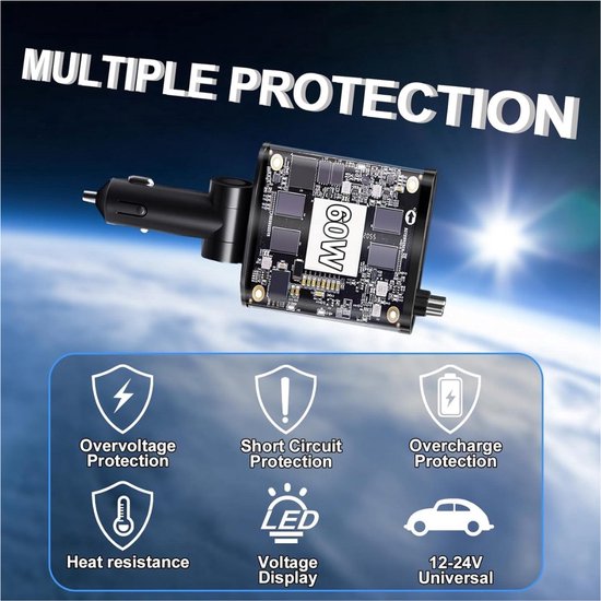 Retractable Chargeur Voiture, Chargeur De Voiture Rétractable 4 En 1