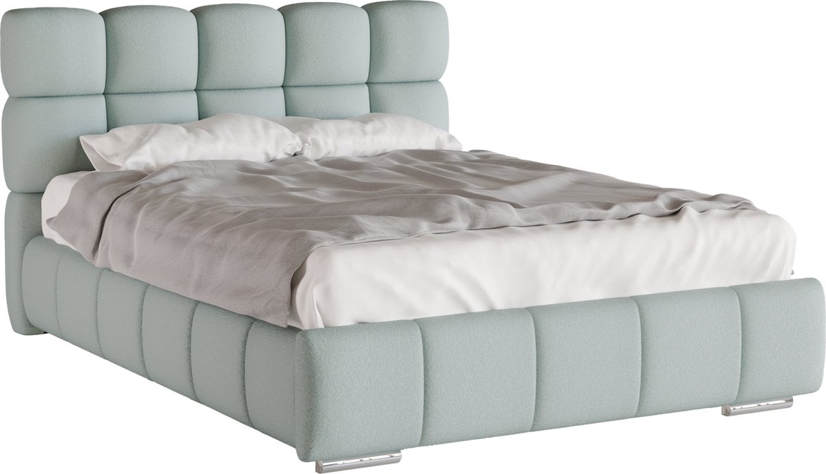 Homesy The Essence of Comfort Tweepersoonsbed Bliss 140 x 200 cm met opbergruimte, lattenbodem en Pocketveringmatras kokos H3/H4 (20 cm hoog) Lichtblauw