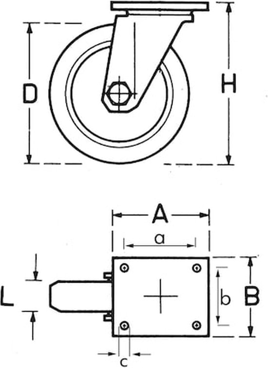 Wurth - Roulette de transport avec support pivotant - Roulette de transport de meubles avec support pivotant x 1 pièce - 180 kg