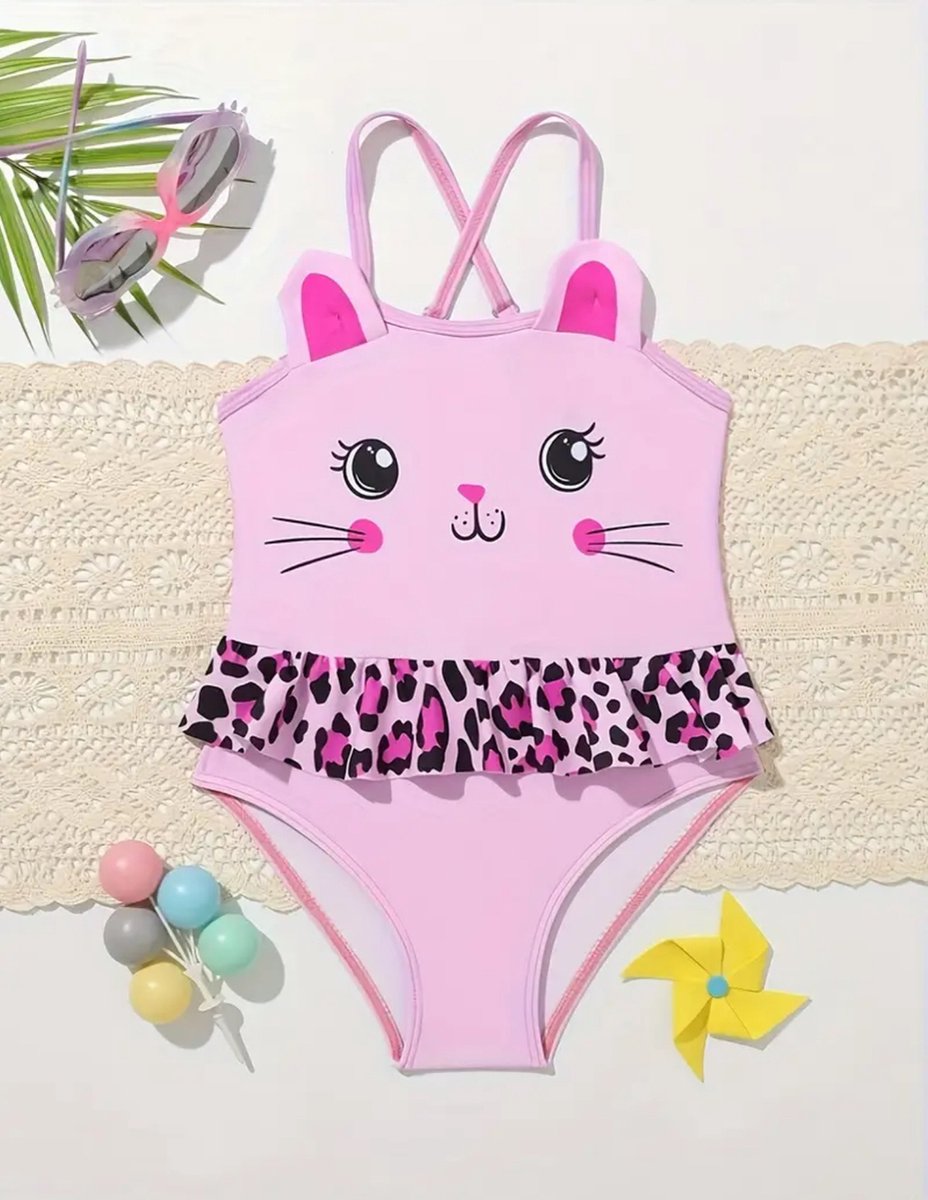 Zwemkleding meisjes badpak zwempak met print roze — afbeelding 4