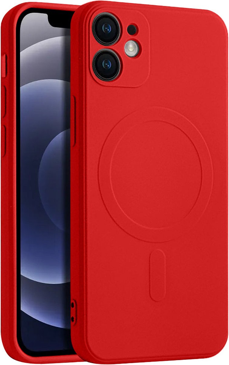 Casify Siliconen Hoesje geschikt voor MagSafe iPhone 12 Hoesje - Rood