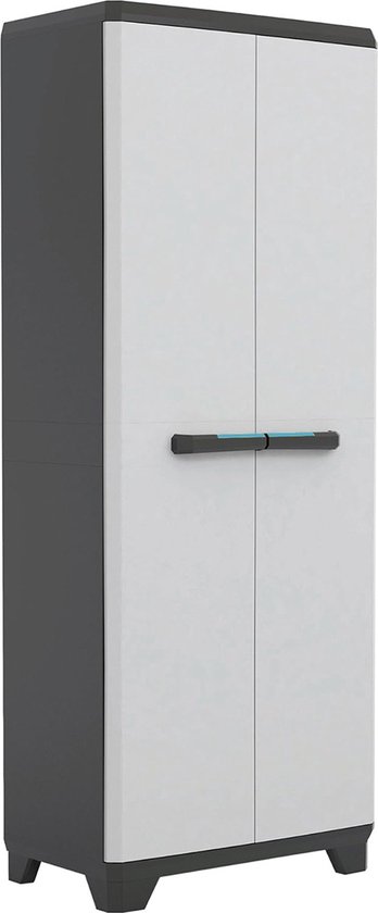 DailySupplies® Tuinkast - Tuinkist - Tuinkasten voor Buiten - Tuinberging - Kunststof - 70x40x180cm - Zwart met Licht Grijs
