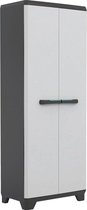 DailySupplies® Tuinkast - Tuinkist - Tuinkasten voor Buiten - Tuinberging - Kunststof - 70x40x180cm - Zwart met Licht Grijs