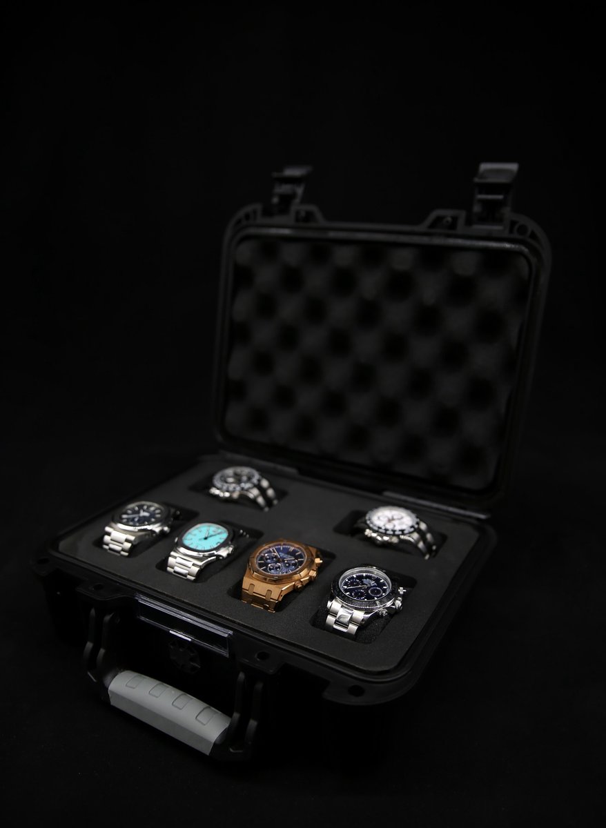 Onverwoestbare horlogekoffer voor 6 horloges - Zwart - Originele Elbrus Horology Timepiece Valet horlogedoos