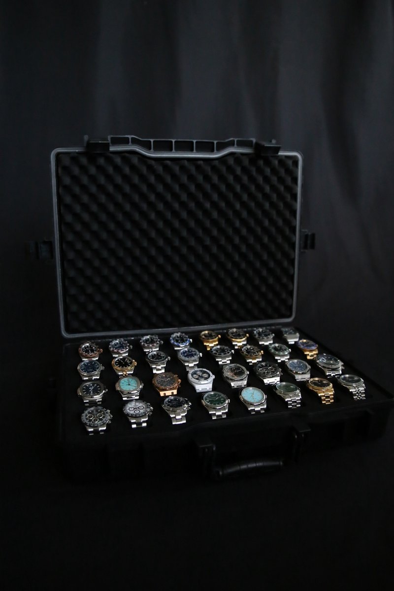 Onverwoestbare horlogekoffer voor 32 horloges - Zwart - Originele Elbrus Horology Timepiece Valet horlogedoos