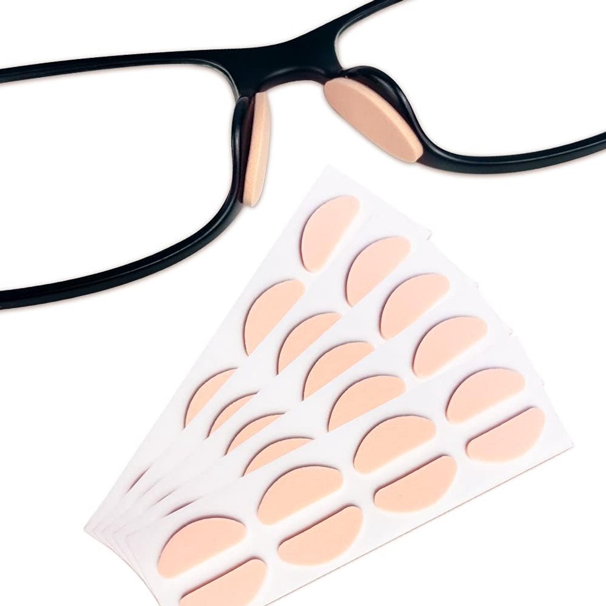 Brillenneuspads, 20 paar zachte schuimrubberen neuspads voor brillen, geschikt voor zonnebrillen, leesbrillen, sportbrillen, antislipbrillenbrillenneuspads (D-vorm / 20 * 8 mm) (Licht kaki)