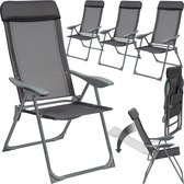 Bol.com tectake®- Set van 4 Tuinstoelen met Hoge Rugleuning - Aluminium - Klapstoel 5-voudig Verstelbaar met Armleuningen - Faut... aanbieding