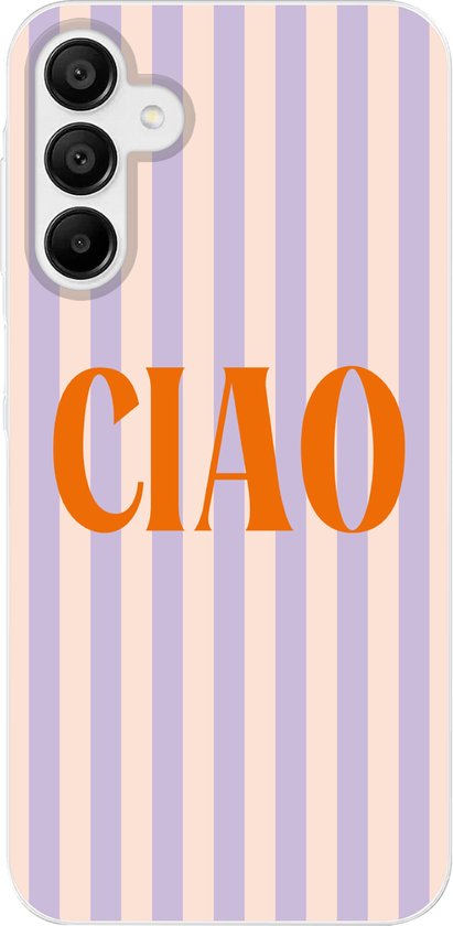 Coque de téléphone compatible avec Samsung Galaxy A15 5G - Ciao - Citation - Pastel - Rayures - Coque en Siliconen