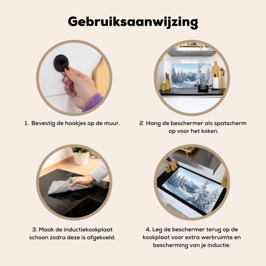 KitchenYeah® Protection plaque induction 90x52 cm - Neige - Hiver - Paysage - Montagnes - Protege plaque de cuisson - Couvre plaque induction - Protecteur d'induction - Cuisine