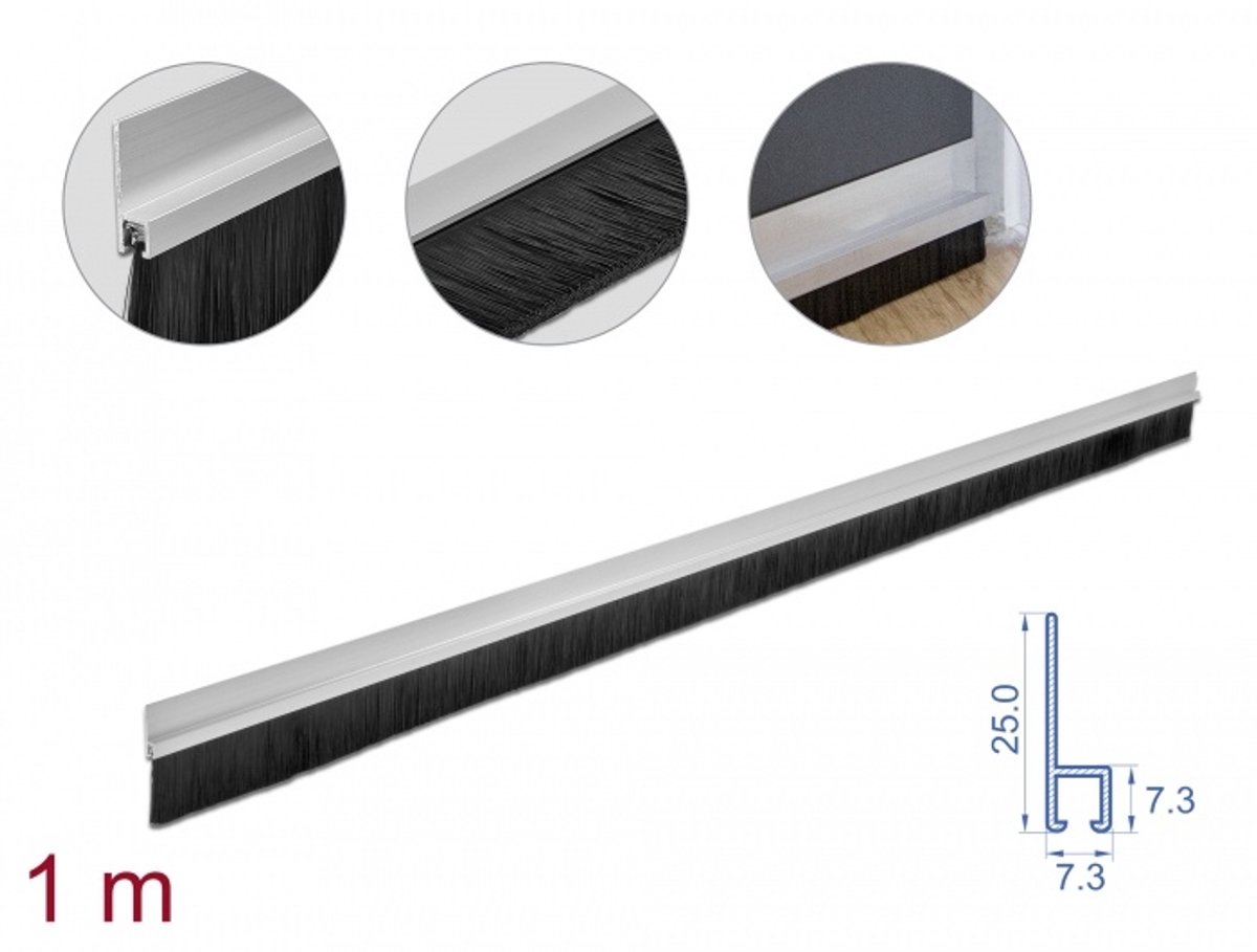 Image of Delock 66651 19 inch Afdekking met borstels voor patchkast Aluminium, Zwart