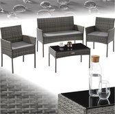 Bol.com tectake® - Wicker tuinset Palese - Zitgroep voor 4 personen - Tuinmeubelset met loungebank tuintafel en 2 tuinstoelen in... aanbieding