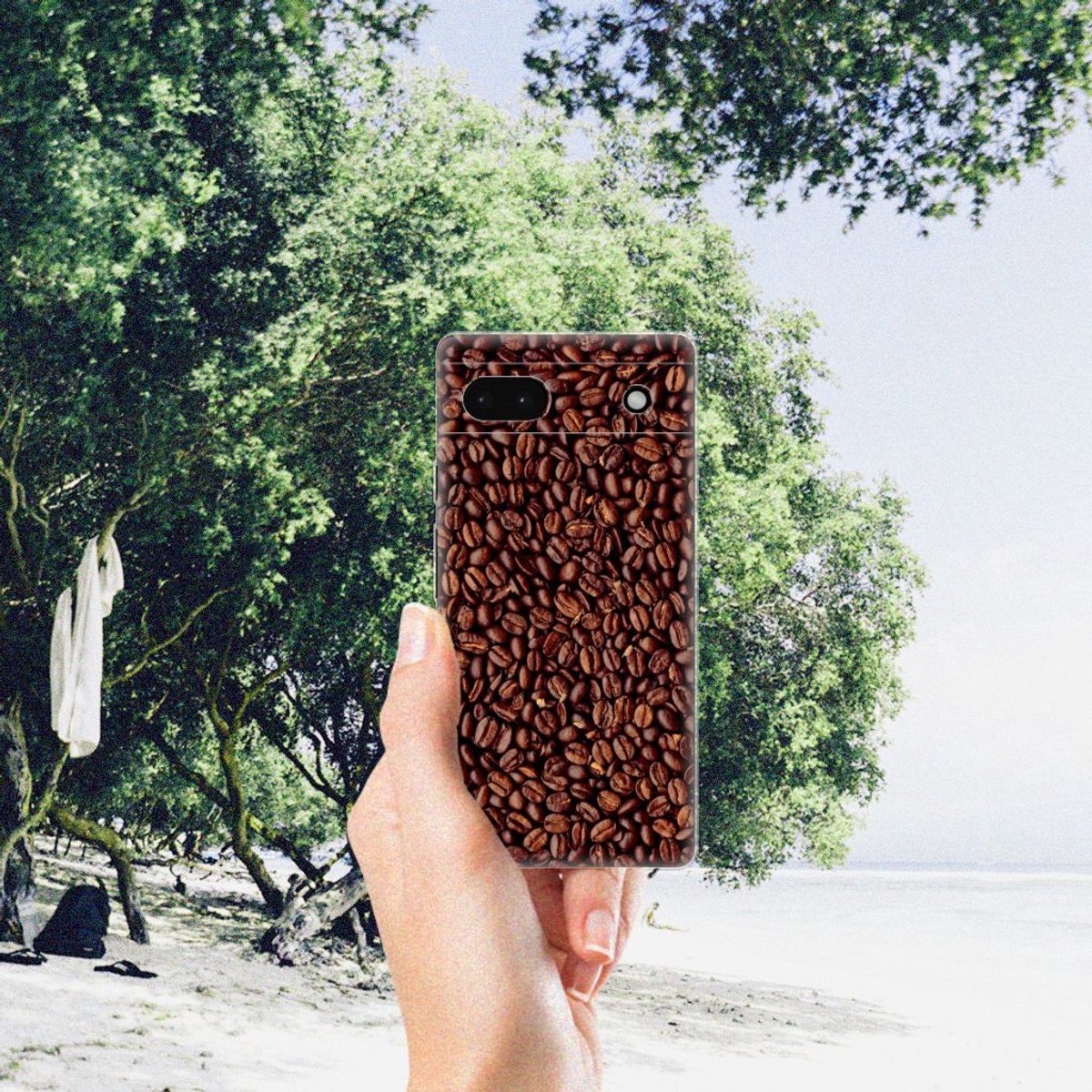 Google Pixel 6A Siliconen Case Koffiebonen