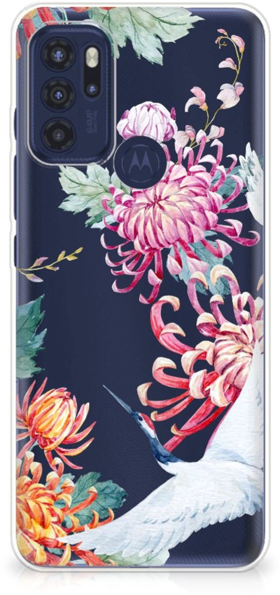 Motorola Moto G60s TPU Hoesje Bird Flowers