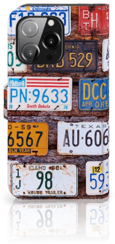 Étui portefeuille pour iPhone 13 Pro Étui pour téléphone portable Plaques d'immatriculation