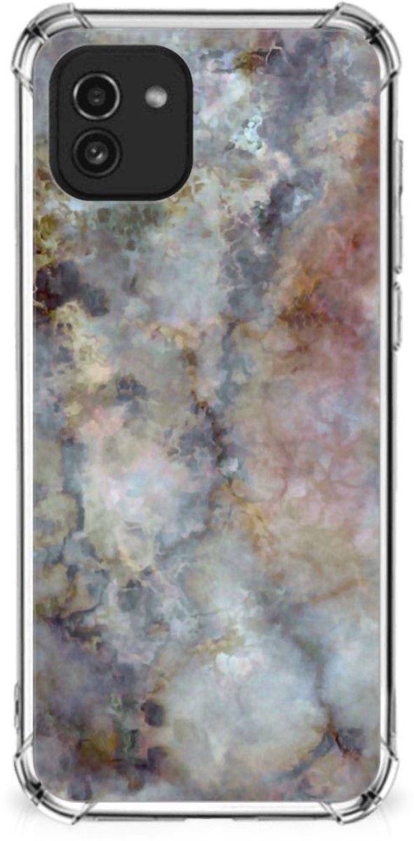 Back Cover voor Samsung Galaxy A03 Anti-Shock Hoesje Marmer Grijs