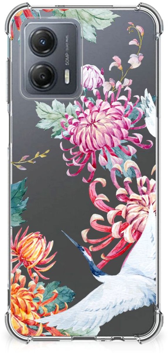 Motorola Moto G53 Case Anti-shock Bird Flowers